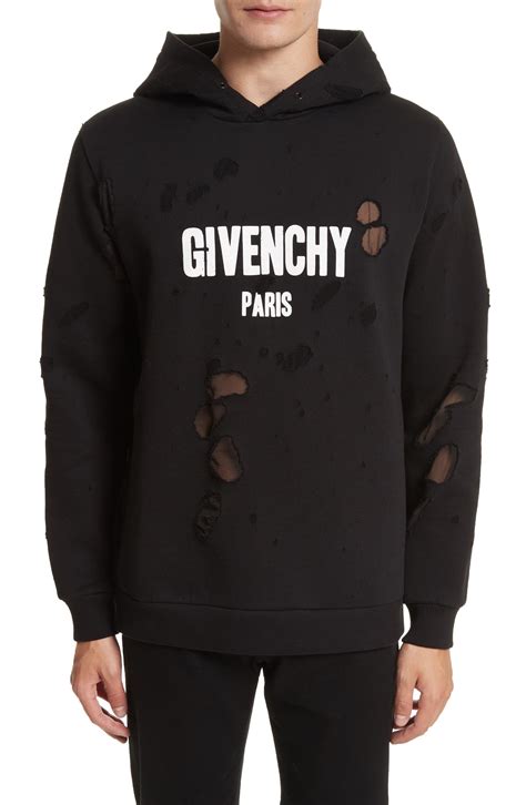 givenchy distressed logo print sweatshirt|reversible givenchy black hoodie.